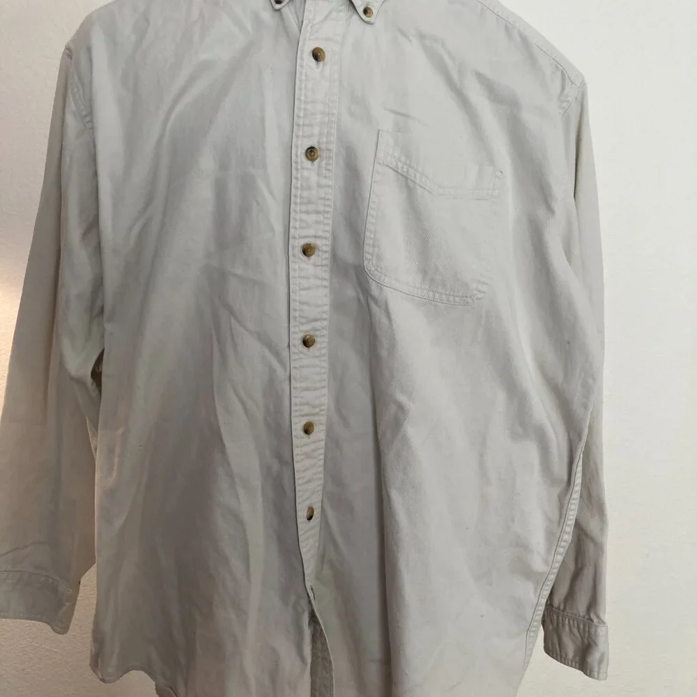 Men's L.L. Bean off-white Canvas Shirt - Picture 2 of 5